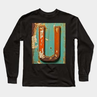 Rusty Letter U Antique Monogram Letter U Initial Alphabet Long Sleeve T-Shirt